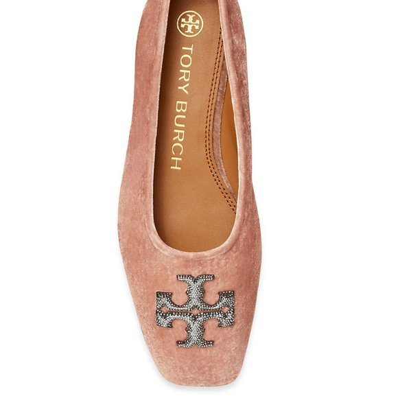 Tory Burch Eleanor Crystal Ballet Flat Shoes Meadowsweet Pink Women's Size 9 BOX - Picture 7 of 13
